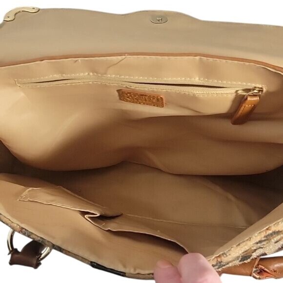 Leopard Print & Faux Croc Leather Satchel Bag With Adjustable Strap & Top Handle - Picture 9 of 9